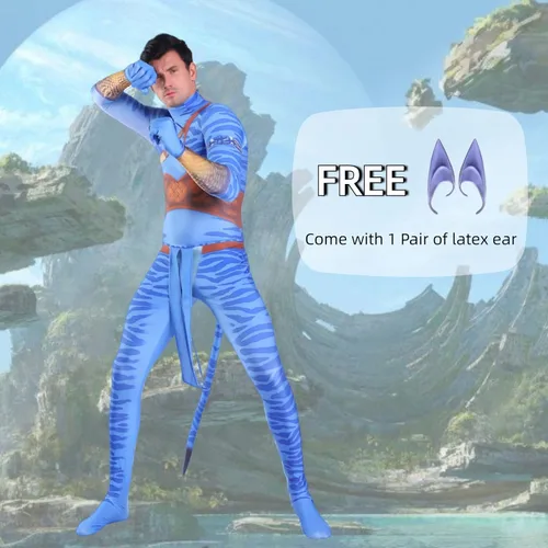 Vista 4 de LG LOUIS GARDEN Disfraz de Avatar para niños, disfraz de anime para Halloween, cosplay, medias y trajes de escenario para niños