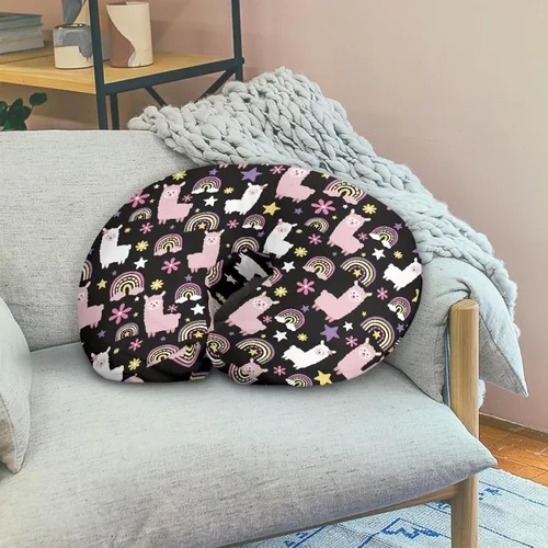 Vista 4 de Funda de almohada de lactancia de alpaca arcoíris para alimentación con biberón, funda de almohada de lactancia transpirable extraíble para bebé