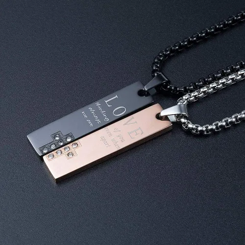 Vista 7 de Wolentty Collares de distancia para parejas para el día de San Valentín Metal Circonia cúbica