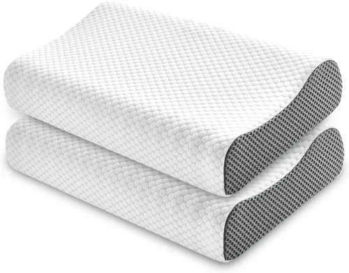 Vista 3 de Almohada cervical ergonómica de espuma viscoelástica de contorno, almohada ortopédica de apoyo para el cuello para aliviar el dolor de cuello, funda