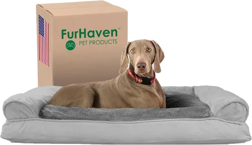 Vista 20 de Furhaven - Cama para perros, cojín de almohada tradicional sofá y colchón de espuma rectangular terapéutico de lujo con funda extraíble para perros