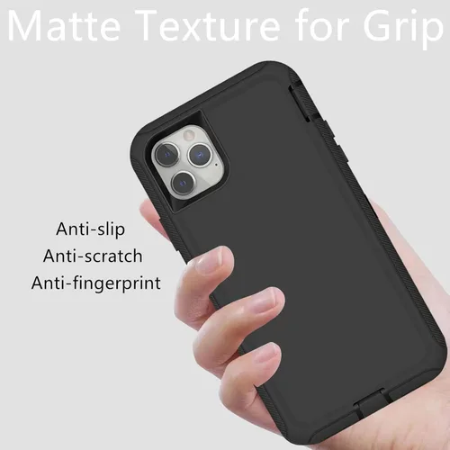 Vista 7 de Funda protectora resistente para iPhone 11 Pro Max, a prueba de polvo, a prueba de golpes, protección contra caídas, 3 en 1, funda resistente