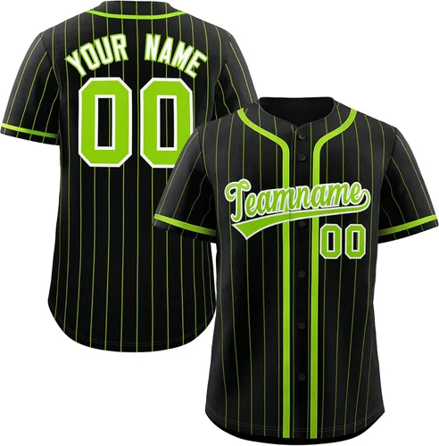 Vista 30 de Camiseta de béisbol de rayas finas personalizada hipster hip hop, camisetas deportivas con nombre y número del equipo personalizado para hombres