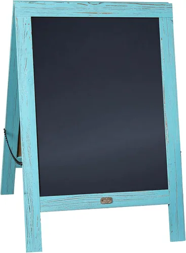 Vista 9 de Cartel en forma de "A" con pizarra de HBCY Creations: Letrero de madera maciza de 40x20 en forma de "A", pizarra rústica marrón de doble cara