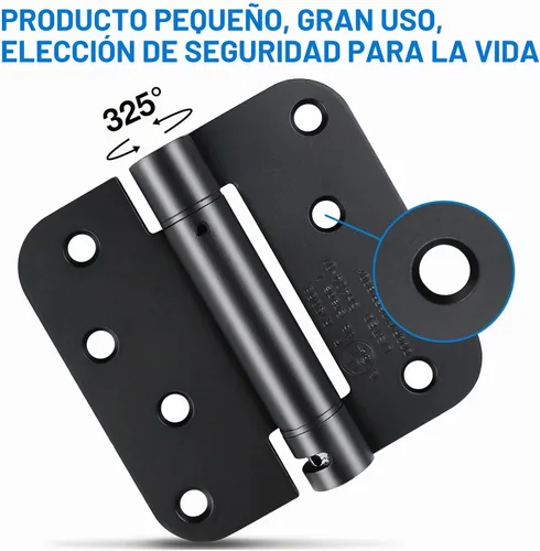 Vista 6 de Bisagras de puerta de cierre automático automático negro mate de 4 x 4 pulgadas, bisagra de resorte bisagras de cierre suave automático para puertas