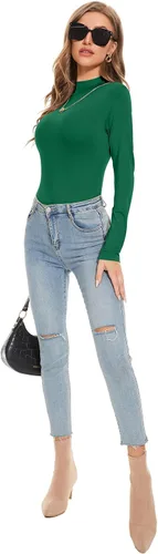 Vista 4 de Camiseta de manga larga con cuello alto falso para mujer
