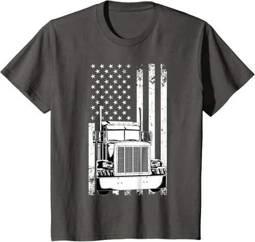 Vista 68 de Camión conductor bandera americana camionero vintage hombres mujeres regalo camiseta