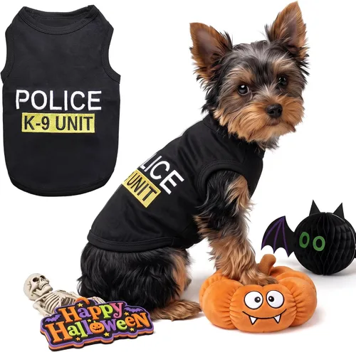 Vista 23 de Camiseta para Perro Parisian Pet - Camiseta Bordada FBI - 100% Algodón, Ropa Transpirable para Perros - Chaleco para Mascotas Sin Mangas - Camisas