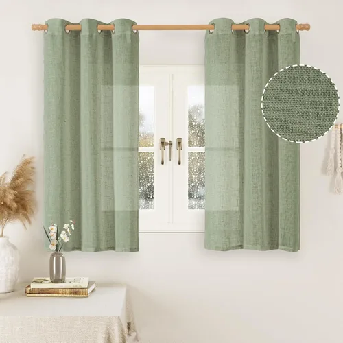 Vista 139 de LAMIT Cortinas de lino marrón caramelo para sala de estar, 84 pulgadas, de lino sintético, texturizado, filtrante de luz, paneles de privacidad