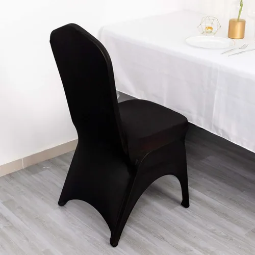 Vista 2 de Efavormart - Funda para silla de banquete de elastano elástica de 3 vías, color negro, con arco abierto, funda ajustable para silla de boda