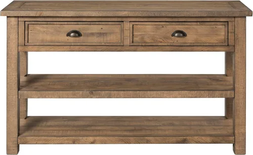 Vista 12 de Martin Svensson Home Mesa consola de sofá de madera maciza, color negro con tapa marrón