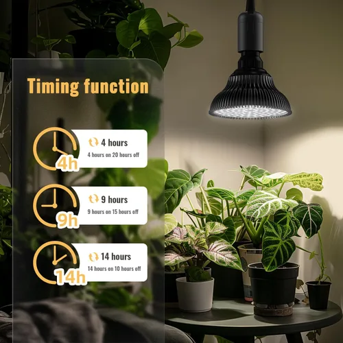 Vista 4 de Luces colgantes de cultivo para plantas de interior, 25 W 5000 K, bombillas LED de cultivo colgantes con temporizador, luz de planta colgante