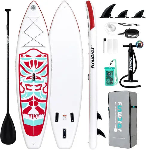 Vista 9 de FunWater Inflatable Stand Up Paddle Board with Beginners SUP Accessories 10'6'' SUP,Anti-Slip EVA Deck,Versatile Yoga/Big Fin Inflatable Paddle