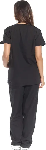 Vista 3 de Just Love Juego de uniforme médico para mujer de seis bolsillos con cuello en V y pantalón cargo