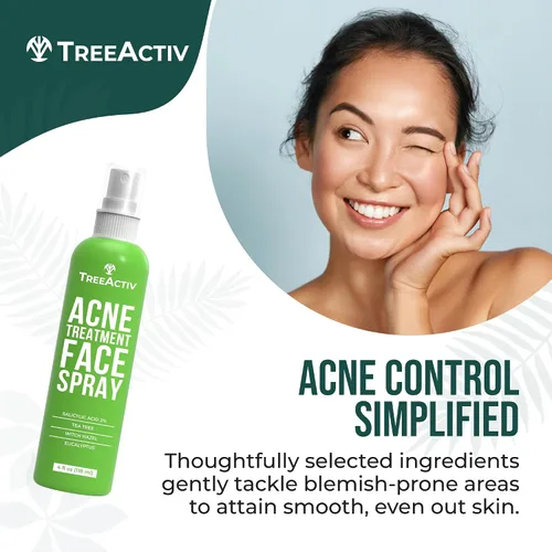 Vista 3 de Spray facial para acné, 4 onzas líquidas en aerosol facial con hamamelis, ácido salicílico para pieles propensas al acné y grasas, para acné