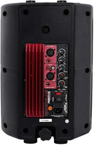 Vista 4 de Rockville RPG8 400W 8" Altavoz PA alimentado, sistema de 2 vías, amplificador clase AB, ecualizador de 2 bandas, entradas XLR/RCA/1/4", para DJs