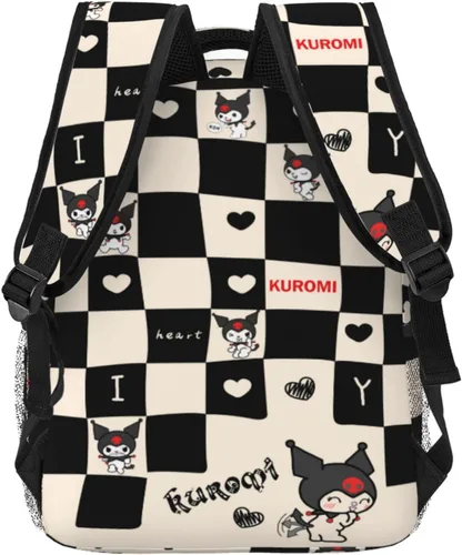 Vista 4 de jipin Lindas mochilas para niñas y mujeres, mochilas de anime, color negro y blanco, bolsa de viaje ligera de dibujos animados, Negro