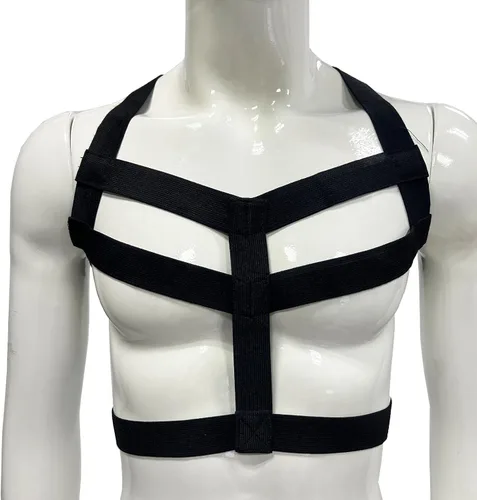 Vista 2 de Arnés de nylon fuerte del pecho del cuerpo de los hombres del apoyo elástico del apoyo del club desgaste trajes