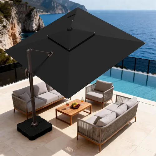 Vista 66 de Sombrilla de 10 x 13 pies para exteriores, sombrilla grande rectangular con viga voladiza, resistente, con rotación de 360°, sombrilla con Beige