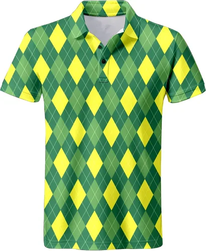 Vista 52 de Camisa de golf de los años 80 para hombre, ajuste seco, manga corta, estampada, divertidas, camisas de golf de los años 90 para hombre
