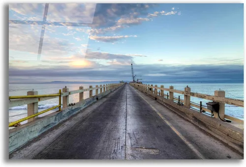 Vista 9 de Epic Art 'Carpinteria Pier View I' de Chris Moyer, arte de pared de vidrio acrílico, 16"x12