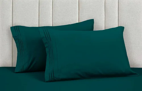 Vista 60 de Mocassi Juego de sábanas de lujo de 4 piezas, calidad prémium de hotel de 1800 hilos, ajuste fácil, sábanas y fundas de almohada resistentes a