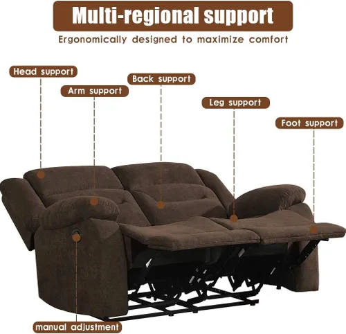 Vista 7 de FDW Juego de sofá reclinable seccional para sala de estar, asiento de cine en casa, sofá reclinable, movimiento reclinable manual para muebles