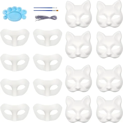 Vista 10 de Qavctw DIY White Masks Paper Cosplay Christmas Party Mask Unpainted Plain Craft Masquerade Masks