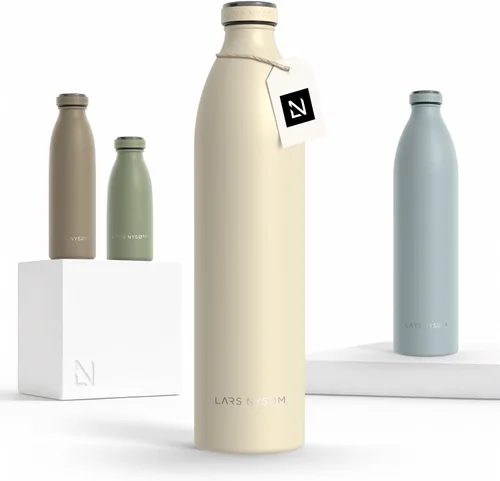 Vista 21 de LARS NYSØM Botella de agua aislada de acero inoxidable de 12 onzas, 17 onzas, 25 onzas, 34 onzas, 51 onzas, frasco térmico aislado para bebidas