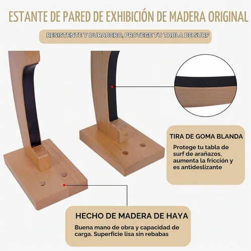 Vista 3 de Tablas de surf de madera para montaje en pared para tabla de surf
