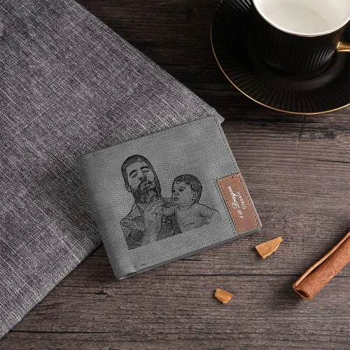 Vista 5 de lagofit Carteras con fotos personalizadas para hombres, billetera personalizada con imagen, regalos personalizados para hombres, novios, padres