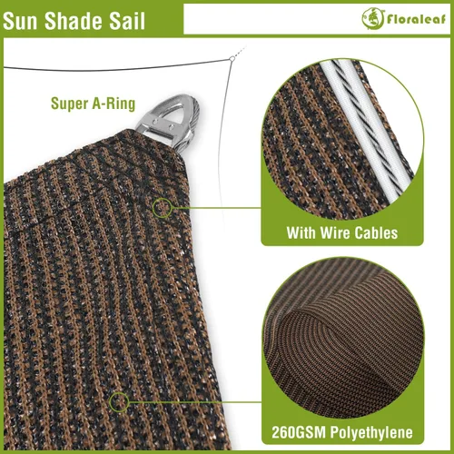 Vista 3 de Toldo rectangular de 11 x 11 pies, parasol resistente con cable de alambre y anillo en forma de A, toldo con bloqueo UV para patio, patio, césped