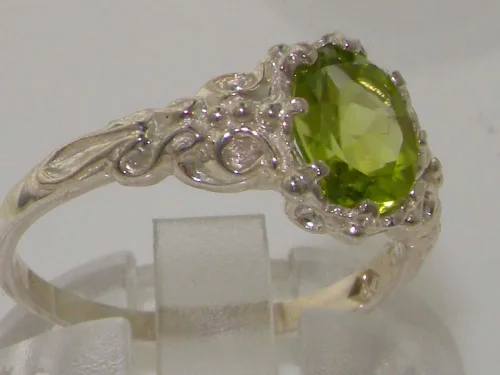 Vista 3 de LetsBuyGold Anillo de plata de ley 925 con peridoto genuino para mujer
