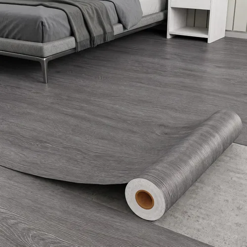 Vista 10 de Homease Piso de Vinilo con Grano de Madera 15.7" x 118" Rollo Marrón, Azulejos de Piso Autoadhesivos Impermeables, Superficie Extra Resistente al