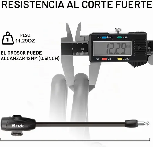 Vista 2 de Venzio Cerradura de cable antirrobo resistente de 4 pies, cable de bloqueo