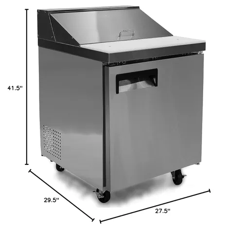 Vista 8 de FSE Mesa de preparación comercial refrigerada de una sola puerta de 27.5 pulgadas, 6 pies cúbicos, acero inoxidable, 115 V