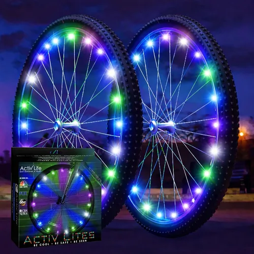 Vista 13 de Activ Life Paquete de 2 luces LED para ruedas de bicicleta con baterías incluidas, obtén un 100% más brillante y visible desde todos los ángulos