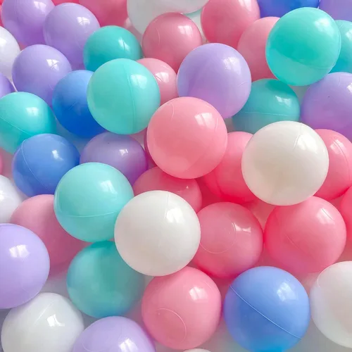 Vista 2 de Pelotas de 200/500/1000 unidades, bolas de plástico para pelotas de bebé, bolas coloridas sin BPA Morado