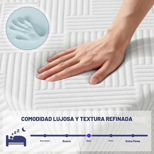 Vista 4 de Colchón tamaño Queen de 10 pulgadas, colchón de espuma viscoelástica de gel Blanco
