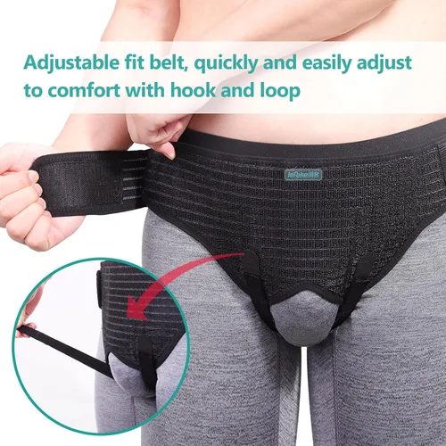 Vista 2 de lefeke Cinturones de hernia para hombres, inguinal, soporte de hernia para aliviar el dolor de ingle, armadura de hernia para bilateral, protector