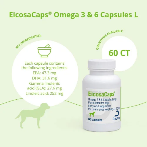 Vista 2 de EicosaCaps® Omega 3 y 6 cápsulas para perros, 60