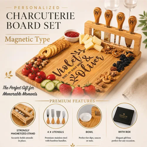 Vista 6 de Juego de tablas para embutidos personalizadas, tabla de queso grande personalizada, tabla para embutidos para boda, aniversario, cumpleaños