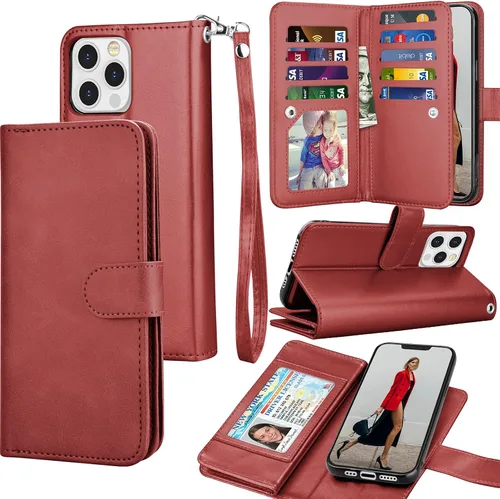 Vista 8 de Tekcoo Funda tipo cartera compatible con iPhone 13 Pro (6.1 pulgadas) 2021 Funda de lujo para tarjetas de crédito para tarjetas de crédito, funda