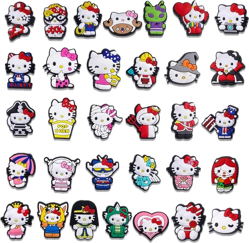 Vista 2 de 32 dijes de cocodrilo de anime, de PVC, kawaii, para niñas, niños, adolescentes, dibujos animados, zueco sandalias, pulsera, accesorios de zapatos