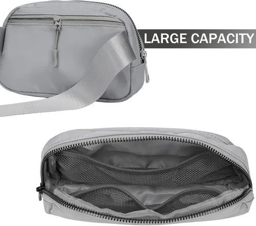 Vista 26 de Cangurera cruzada para mujer, mini bolsa para cinturón de 1 litro con correa ajustable de 32 a 51 pulgadas, bolsa de cintura pequeña para viajes