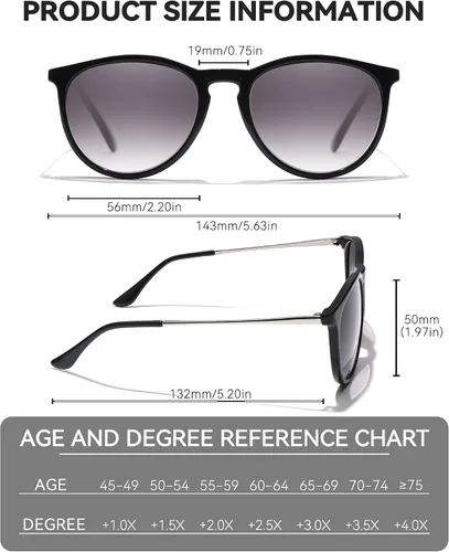 Vista 5 de IGnaef Reading Sunglasses for Women, Full Lens readers UV400 Protection IF8859
