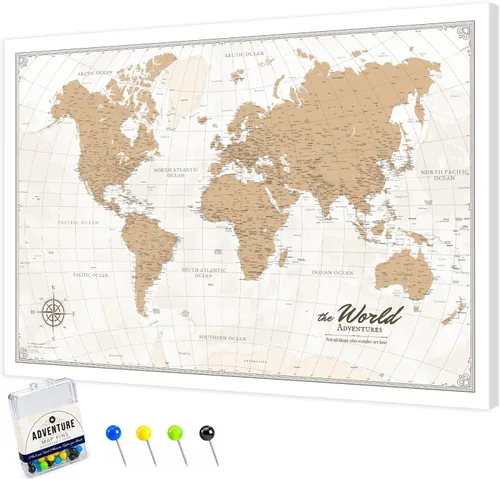 Vista 89 de IPIC - Lienzo con mapas de EE. UU. para decoración de pared, mapa con pin de empuje para marcar viajes, mapa de viaje impreso de EE. UU.