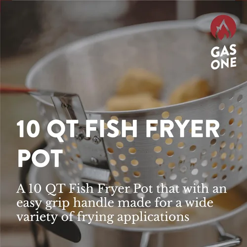 Vista 2 de Gas One Olla de Cocina de Aluminio Freidora Profunda con Cesta – Olla de Freír de Aluminio de 10QT con Asa de Agarre Fácil – Freidora Duradera
