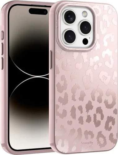 Vista 52 de SCORPIFY Funda para iPhone 15 Pro Max [Compatible con MagSafe] con Diseño de Estampado de Leopardo Guepardo Negro Mate, Linda Funda Magnética