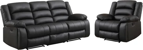 Vista 8 de EBELLO Silla reclinable manual de piel sintética, sofá reclinable individual con 2 portavasos ocultos, apoyabrazos y respaldo acolchado para sala